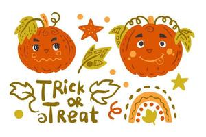 Funny Halloween decoration elements set vector