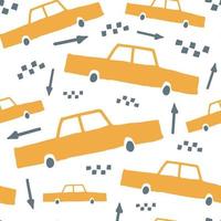 taxi de dibujos animados dibujados a mano simple de patrones sin fisuras vector