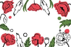 banner de amapolas sobre fondo blanco vector