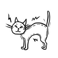 Hissing cat simple doodle vector