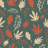 Fall leaves silhouette cute trendy pattern vector