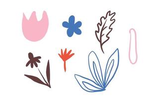 Floral colorful elements doodle set for kids vector