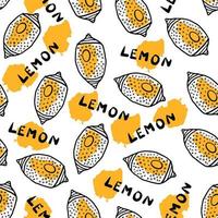 Lemon doodle colorful pattern with lettering vector