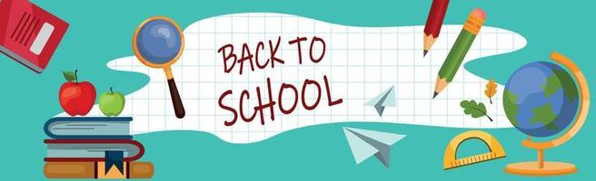 Panoramic banner welcome to school, September 1st - Vector