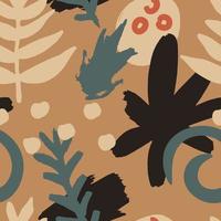 Scandinavian nature pattern with hand drawn doodles vector