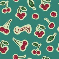 Cherry retro pattern vector