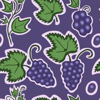 Grapes branch pattern in retro style vector