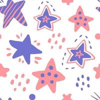 Cosmos textures stars childish festive hand drawn seamless pattern vector