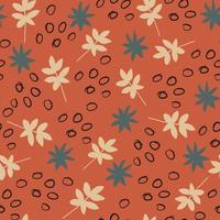 Fall abstract pattern with leaves and doodles vector