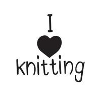 lettering with a heart clew and knitting needles.drawing in doodle style. I iove knitting. vector