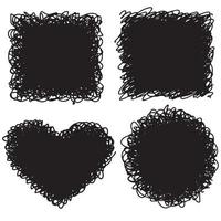 set of vector frames, effects for photography. doodle shape square, circle, heart.