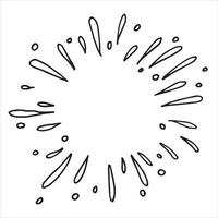 abstract vector drawing in doodle style. explosion in a circle, fireworks, festive fireworks. splashes and drops. round frame