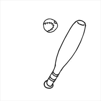 ilustración vectorial en estilo garabato. béisbol. dibujo simple de bate de béisbol y pelota de béisbol vector