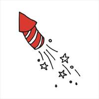 vector drawing in blowing style. firework rocket. festive salute, fireworks, independence day. 4th of July