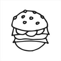 ilustración vectorial en estilo garabato. hamburguesa. dibujo lineal sencillo vector