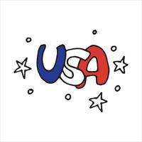 vector drawing in doodle style. usa inscription. america independence day decoration