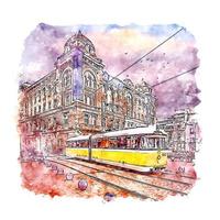 Timisoara Romania Watercolor sketch hand drawn illustration vector