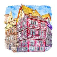 Aschaffenburg Germany Watercolor sketch hand drawn illustration vector