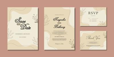 Minimal style wedding invitation template. Hand drawn simple wedding invitation vector