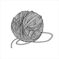 vector drawing in the style of doodle. a ball of yarn for knitting. a ball of woolen thread is a symbol of needlework, hobby, knitting and crocheting. the logo