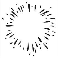 abstract vector drawing in doodle style. explosion in a circle, fireworks, festive fireworks. splashes and drops. round frame