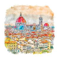 Florence Italy Watercolor sketch hand drawn illustration vector