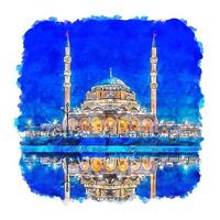 Sharjah Dubai United Arab Emirates Watercolor sketch hand drawn illustration vector