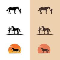 Horsemen Logo Template. Horses and People Vector Design. Animal Illustration