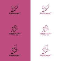 family and baby care logos and symbol collection. happy pregnant woman vector