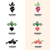 vector de icono plano de rábano. logotipo vectorial para verduras frescas