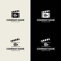 vector set of  logos with film clappers. Clapboard and camera sign logo template.