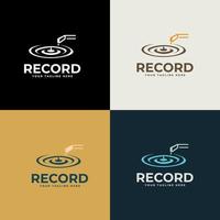 Vinyl disk record music logo vector icon illustration design. Music plate symbol. Vector illustration