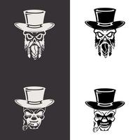 cráneo con bigote, sombrero de copa y pipa para fumar. emblema del club de caballeros. ilustración vectorial vector