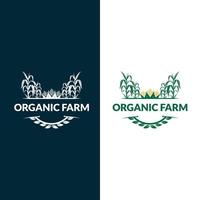 Flat farm logo template collection. Farm product logo or symbol. Agriculture, farming, natural food concept vector