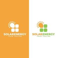 Sun solar energy logo design template. Solar panel and sun sign. Alternative natural power business emblem. vector