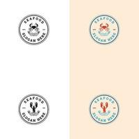 Vector logo for Seafood. Fresh fish, oysters, shrimps and crab bar. Vector illustration.