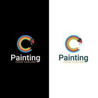 Paint palette logo design vector. Painting studio, brush vector logo.