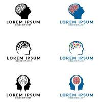 Brain Logo silhouette design vector template. Creative mind