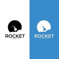 Launch, rocket, startup icon. Vector illustration. A rocket flying around the moon