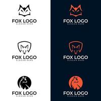 set of fox line logo design template. Fox Minimalist Logo vector