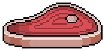 Pixel art beef steak 8bit game item on white background vector