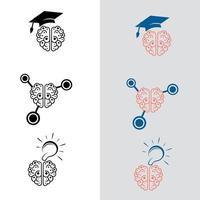 plantilla de vector de diseño de silueta de logotipo de cerebro. pensar en el concepto de idea. adecuado para el logotipo de la empresa, impresión, digital, icono, aplicaciones y otros fines de material de marketing. conjunto de logotipo de cerebro