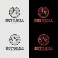 Hot grill Logo. vector steak bbq and grill fire emblem