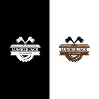 Lumberjack logo. Woodworking Cross Axe Logo Design, Creative Carpentry Lumberjack Emblem Vector