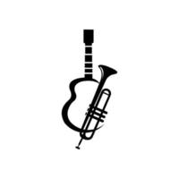 instrumentos musicales, guitarra, trompeta, saxofón. elementos de diseño con elementos musicales - guitarra, trompeta. vector