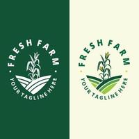 Flat farm logo template collection. Farm product logo or symbol. Agriculture, farming, natural food concept vector