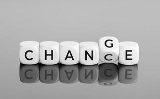 Change to Chance concept. Flipping blocks with text. Personal development and career growth or change yourself concept photo