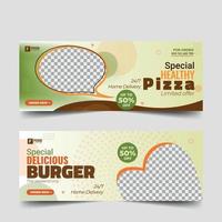 plantilla de diseño de vector de banner web de redes sociales de comida rápida de restaurante