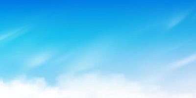 cielo azul con fondo de nubes altoestratos, cielo de dibujos animados vectoriales con cirros, concepto de toda la bandera del horizonte estacional en el día soleado primavera y verano por la mañana.3d horizonte de ilustración vectorial vector