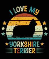 Funny Yorkshire Terrier Vintage Retro Sunset Silhouette Gifts Dog Lover Dog Owner Essential T-Shirt vector